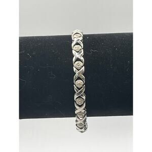 Vintage 925 Sterling Bracelet with Embossed Silver Accents Signed